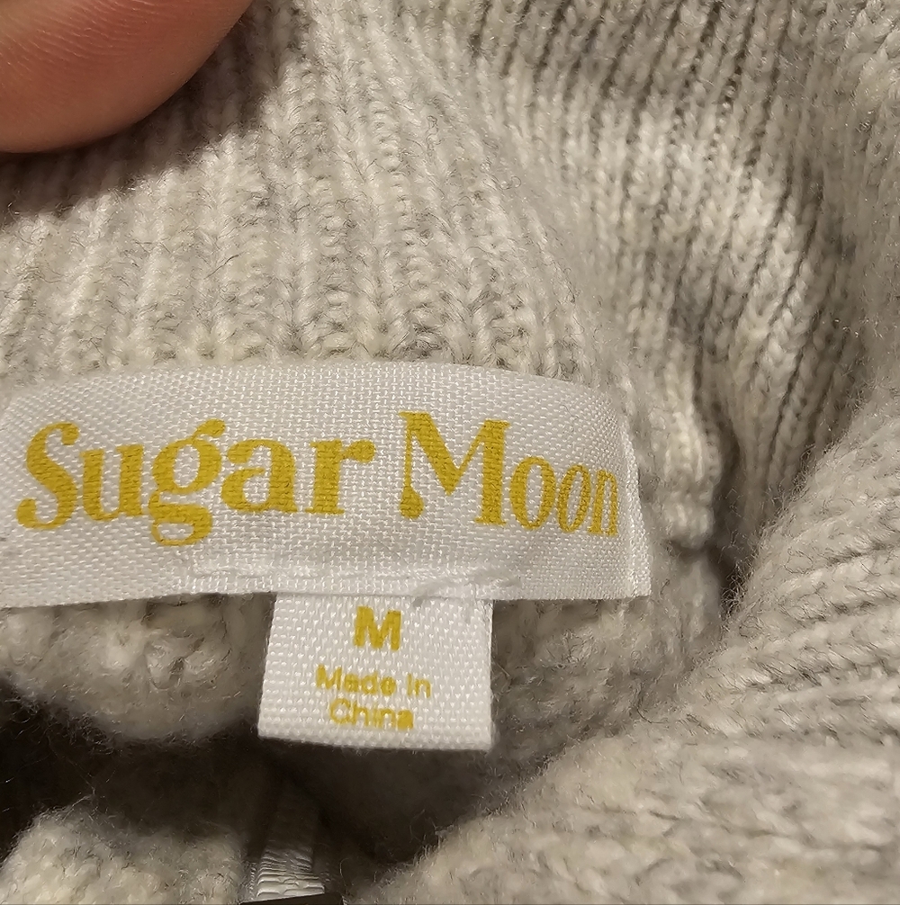 Sugar Moon Cozy Quarter Zip Cream and Mutliolor Crop Women's Sweater Sz M - Picture 7 of 7